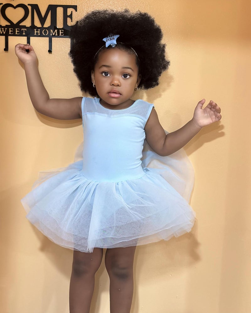 Stelle Ballet Leotards for Girls Toddler Leotard with Tutu Skirt Dance Tutu Dress (Blue,2-3T) - Image 5