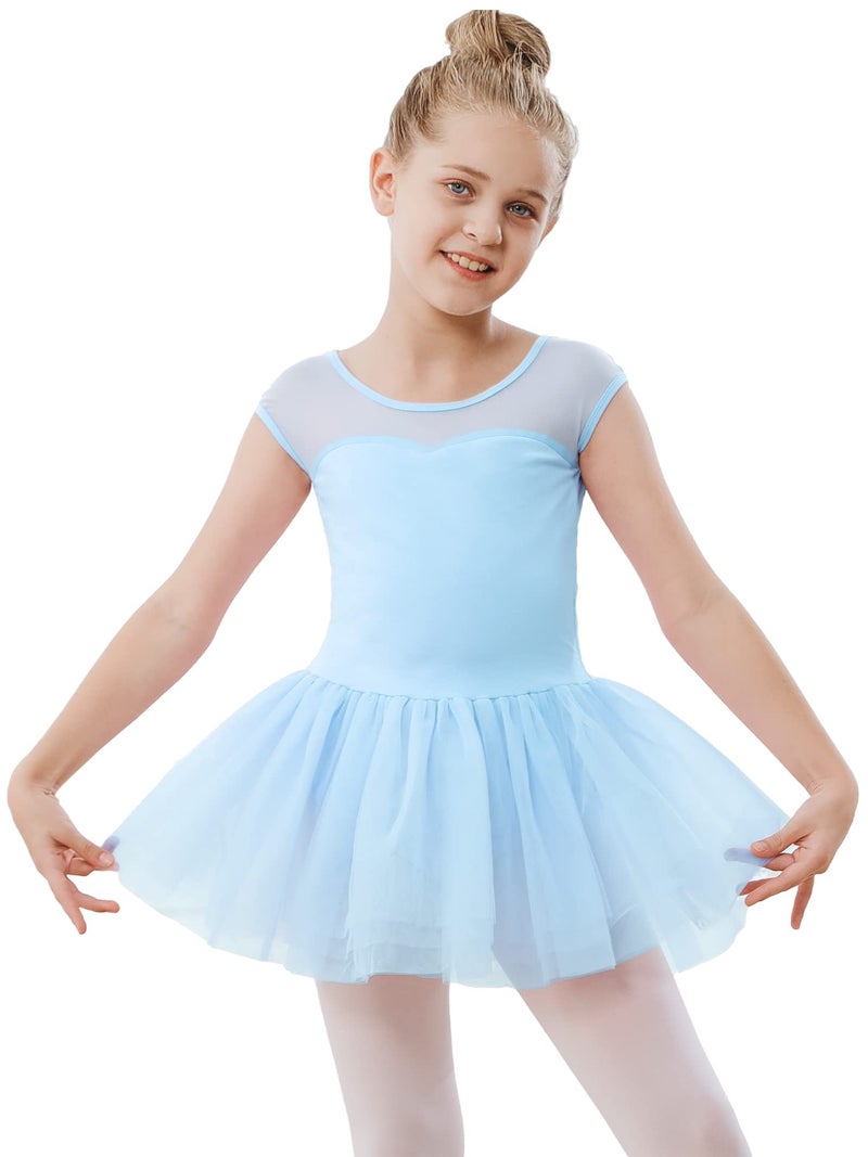 Stelle Ballet Leotards for Girls Toddler Leotard with Tutu Skirt Dance Tutu Dress (Blue,2-3T) - Image 1