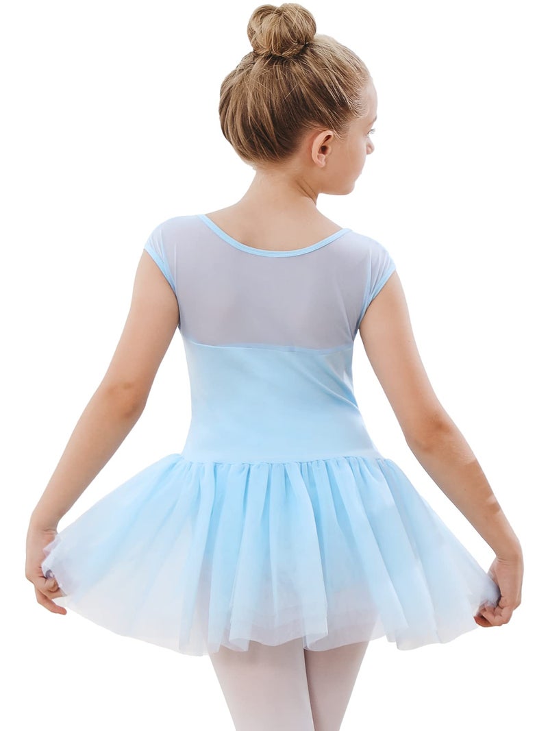 Stelle Ballet Leotards for Girls Toddler Leotard with Tutu Skirt Dance Tutu Dress (Blue,2-3T) - Image 4