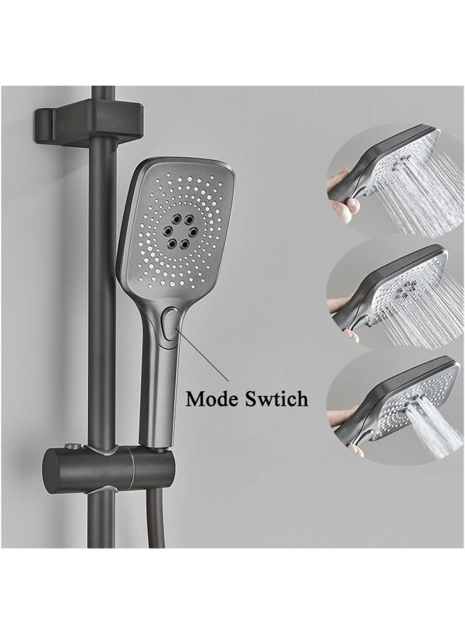 WJYLM Bathroom Thermostatic Shower Mixer Set Bathroom Intelligent Piano Keys Shower Faucet Digital LCD 4 Function Wall Mount Rainfall Cold Hot Water Bathroom Shower System Overhead Rainfall Shower Head Twin - Image 4