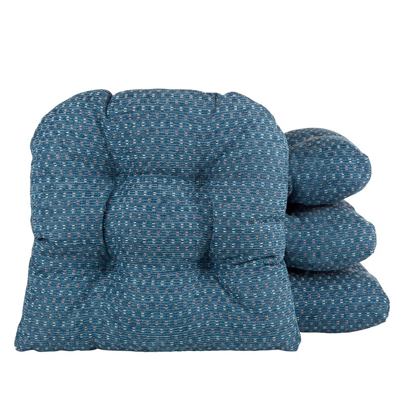 Klear Vu Gripper Overstuffed Universal NonSlip Dining Chair Cushions for Kitchen Decor or Office Use UShaped SkidProof Seat Pad 15x15 Inches 4 Count Pack of 1 Ditzy Dot Wedge Blue