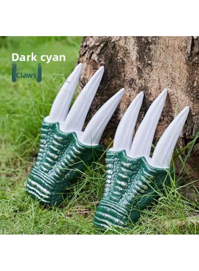 Loquat Prank Tyrannosaurus Rex Dinosaur Mask Headset Toy Plastic Stegosaurus Velociraptor Brachiosaurus Cosplay Accessories-Color:Dinosaur Short Claw Pair-Green - Image 1
