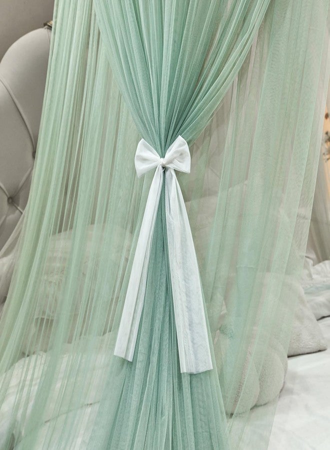AIKASY Princess Bed Canopy for Girls – Double Layer Sheer Mesh Dome with Romantic Lace Trim, Dreamy Mosquito Net Tent for Twin/Full/Queen/King Beds(Mint Green) - Image 5