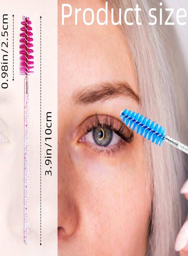 TKYZMS 200 Pcs Disposable Mascara Wands,Lash Spoolies Crystal Eyebrow Spoolies Brush Eyelash Applicator Tool Spoolies for Eyebrow,Used for Eyelash Extension Eyebrows Cosmetics(rose red and blue) - Image 3
