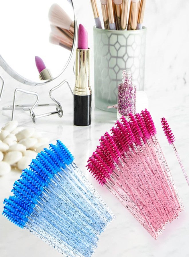 TKYZMS 200 Pcs Disposable Mascara Wands,Lash Spoolies Crystal Eyebrow Spoolies Brush Eyelash Applicator Tool Spoolies for Eyebrow,Used for Eyelash Extension Eyebrows Cosmetics(rose red and blue) - Image 2