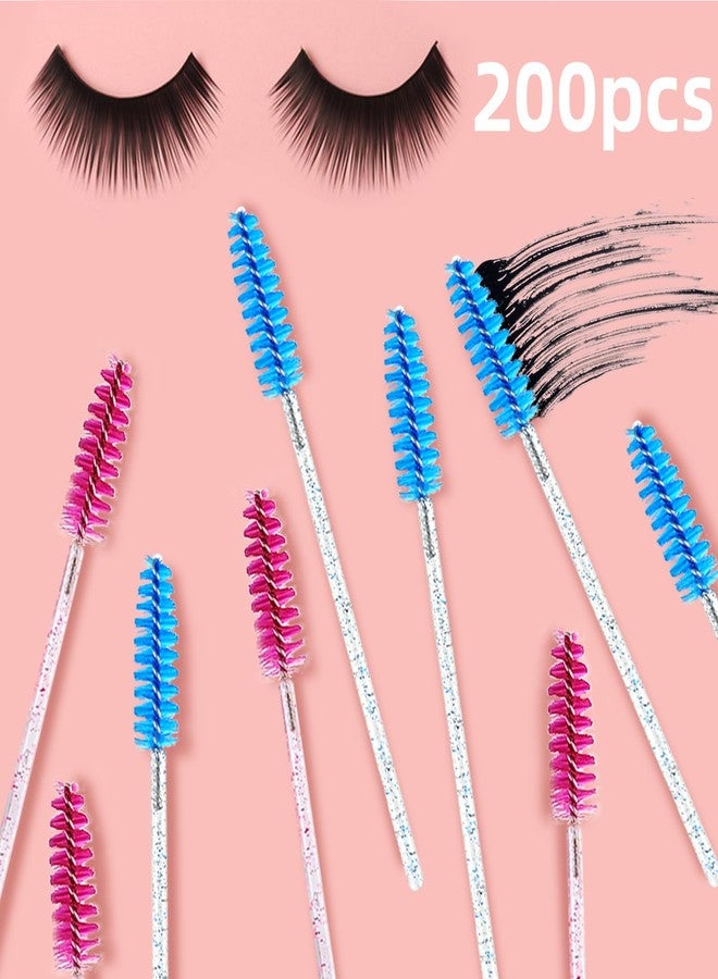 TKYZMS 200 Pcs Disposable Mascara Wands,Lash Spoolies Crystal Eyebrow Spoolies Brush Eyelash Applicator Tool Spoolies for Eyebrow,Used for Eyelash Extension Eyebrows Cosmetics(rose red and blue) - Image 5