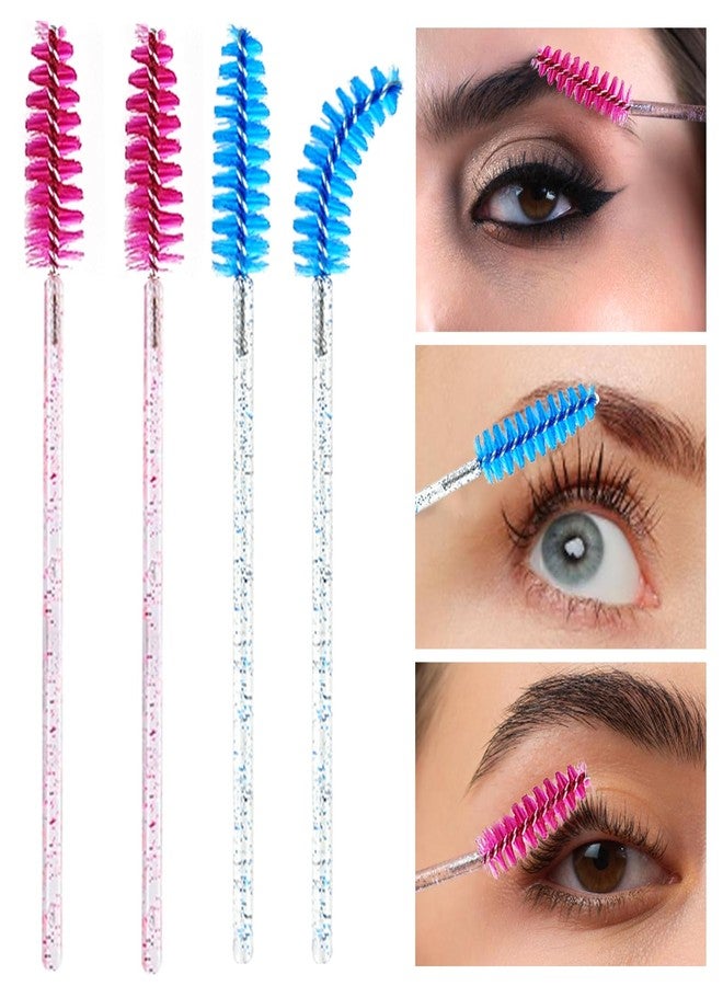 TKYZMS 200 Pcs Disposable Mascara Wands,Lash Spoolies Crystal Eyebrow Spoolies Brush Eyelash Applicator Tool Spoolies for Eyebrow,Used for Eyelash Extension Eyebrows Cosmetics(rose red and blue) - Image 4
