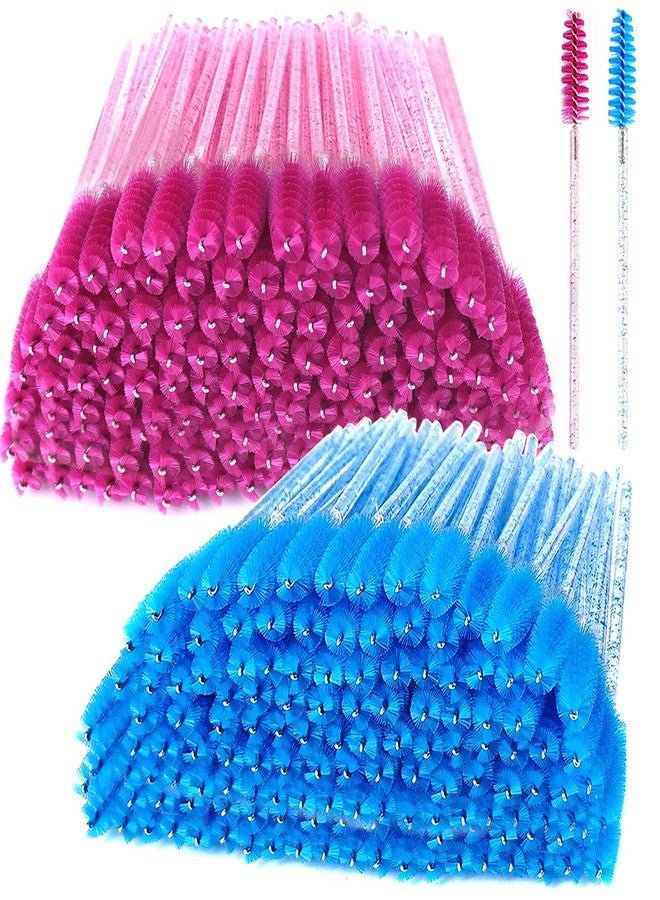 TKYZMS 200 Pcs Disposable Mascara Wands,Lash Spoolies Crystal Eyebrow Spoolies Brush Eyelash Applicator Tool Spoolies for Eyebrow,Used for Eyelash Extension Eyebrows Cosmetics(rose red and blue) - Image 1