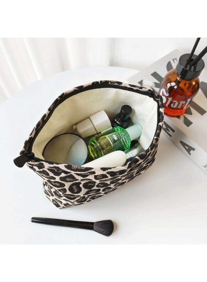 Zard حقيبة مكياج للنساء، حقيبة تجميل للسفر، حقيبة مكياج بسعة كبيرة، حقيبة مكياج من القماش مع سحاب للنساء والفتيات (نمط الفهد) - Image 3