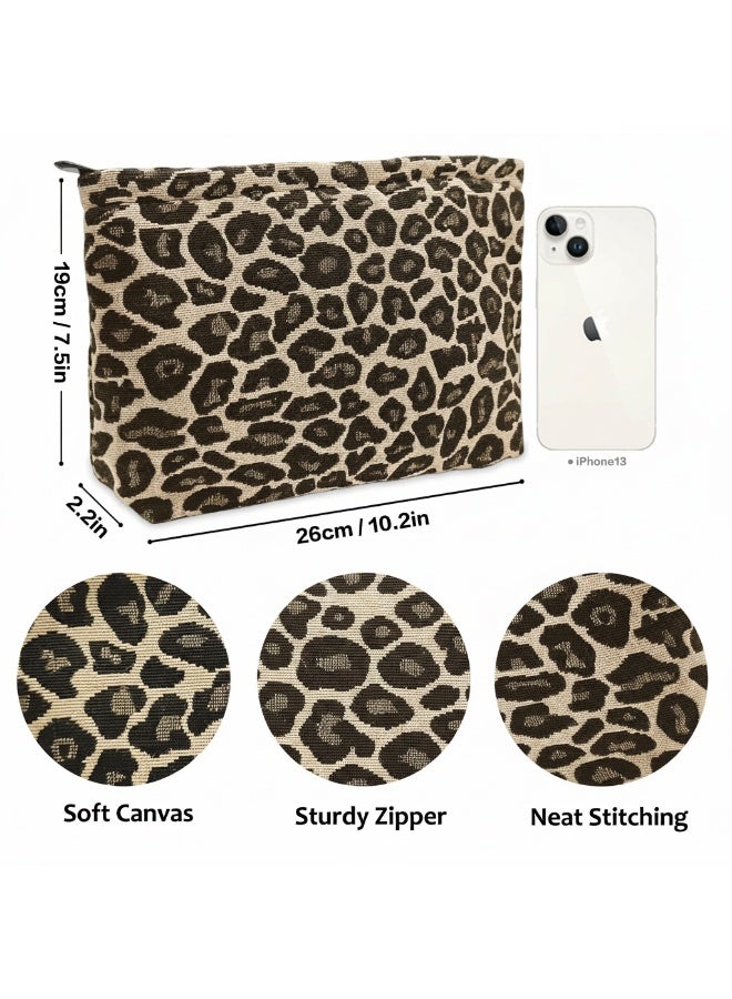 Zard حقيبة مكياج للنساء، حقيبة تجميل للسفر، حقيبة مكياج بسعة كبيرة، حقيبة مكياج من القماش مع سحاب للنساء والفتيات (نمط الفهد) - Image 5