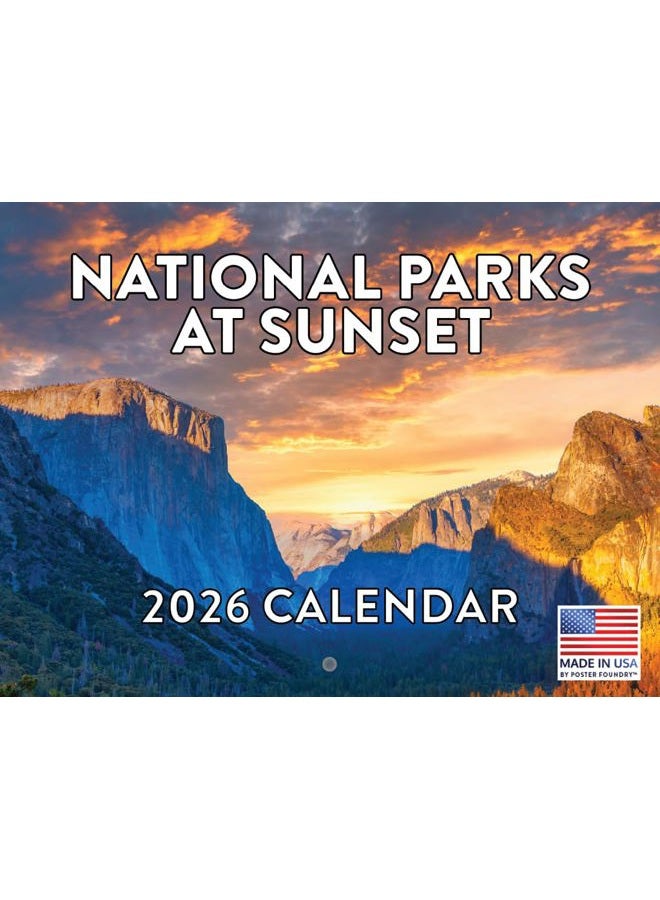 Poster Foundry National Park Calendar 2026 Parks At Sunset Monthly Wall Calender Nature 12 Month | American Made In The USA - Image 1