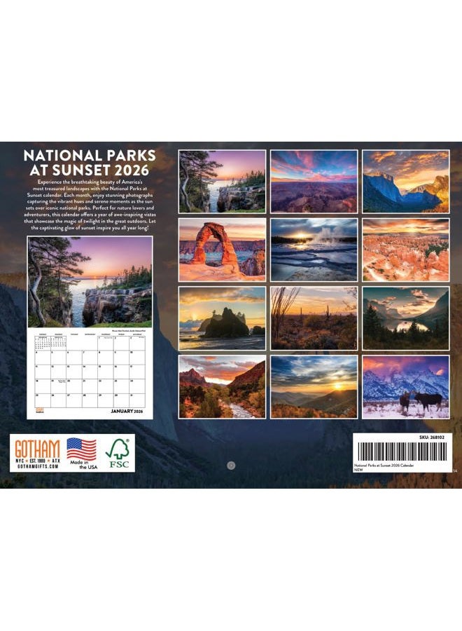 Poster Foundry National Park Calendar 2026 Parks At Sunset Monthly Wall Calender Nature 12 Month | American Made In The USA - Image 2