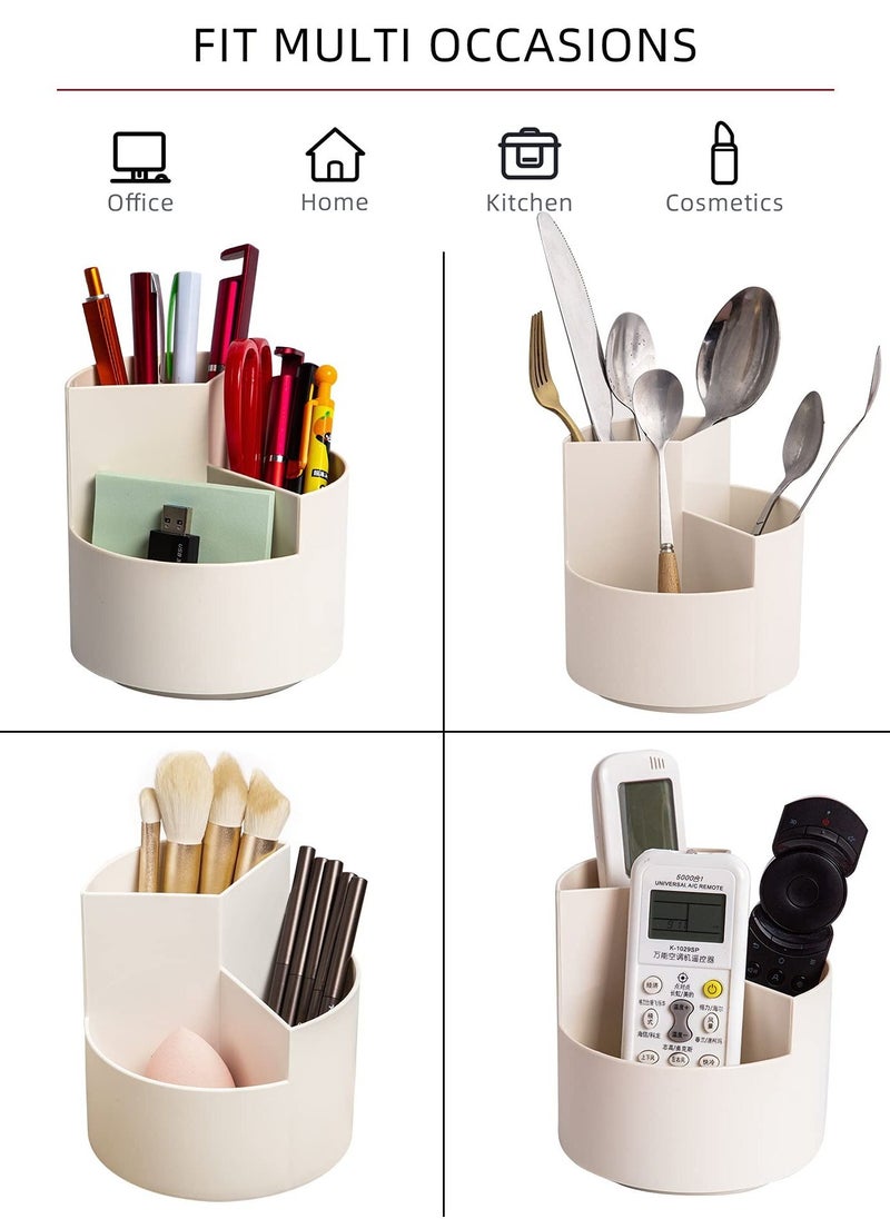 Arabest Desk Pencil Pen Holder, Desktop Storage Pen Organizers Stationery Supplies,Pencil Cup Pot for Office,3 Slots 360-Degree Spinning Pencil Pen Desk Organizers, School, Art Supply,  White  - Image 5