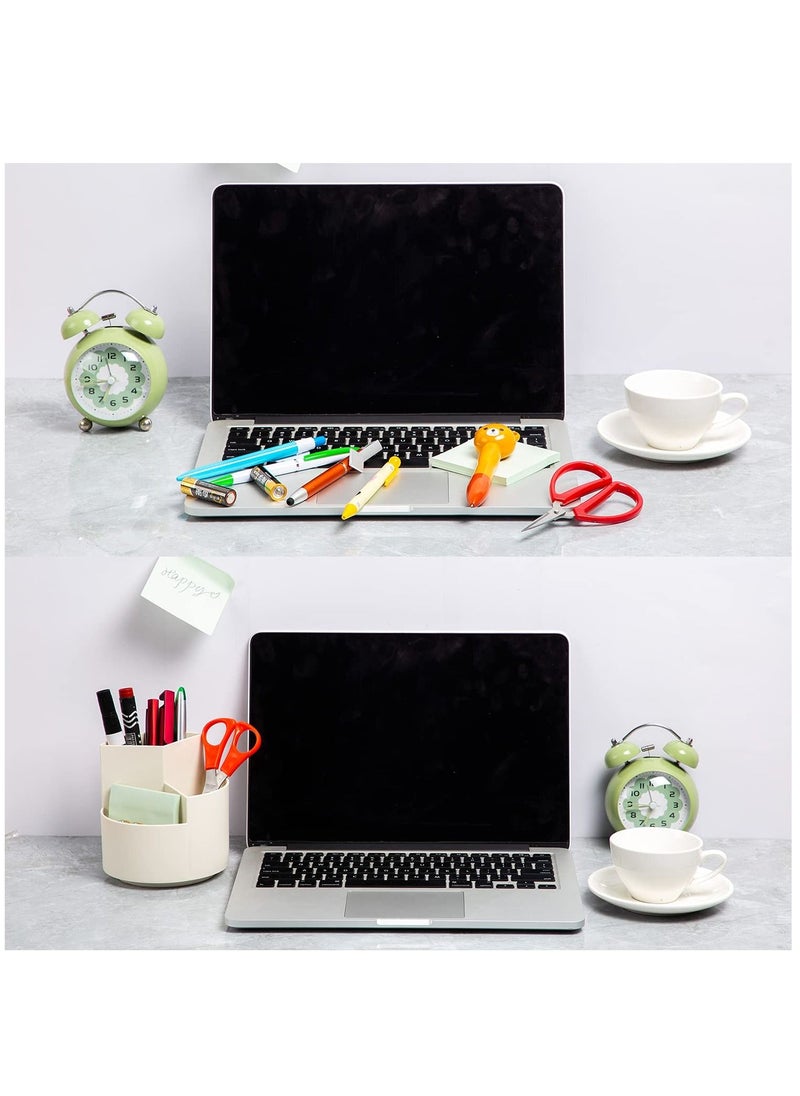 Arabest Desk Pencil Pen Holder, Desktop Storage Pen Organizers Stationery Supplies,Pencil Cup Pot for Office,3 Slots 360-Degree Spinning Pencil Pen Desk Organizers, School, Art Supply,  White  - Image 4