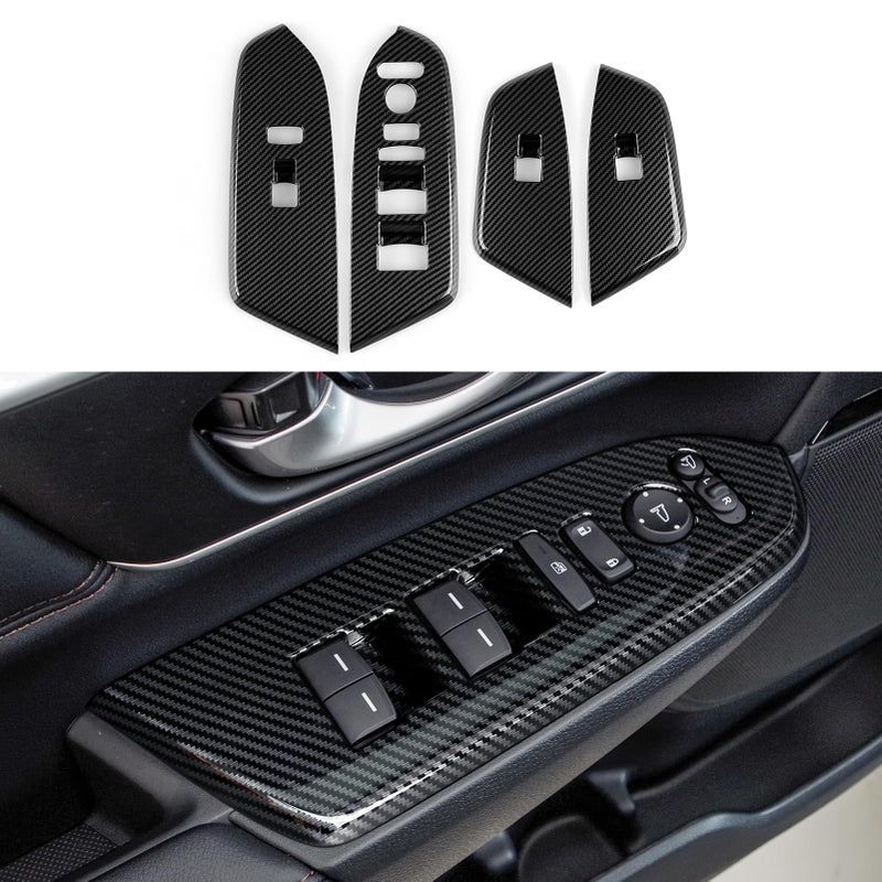 BRMYL Car Window Lift Switch Control Decals for Honda CRV 20172022 Accessories CRV ABS Carbon Fiber Stickers Without Rear Seat Heating Buttons