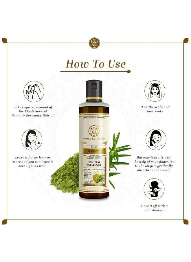 Khadi Natural Herbal Ayurvedic Rosemary And Henna Hair Oil (210 Ml)  - Image 3