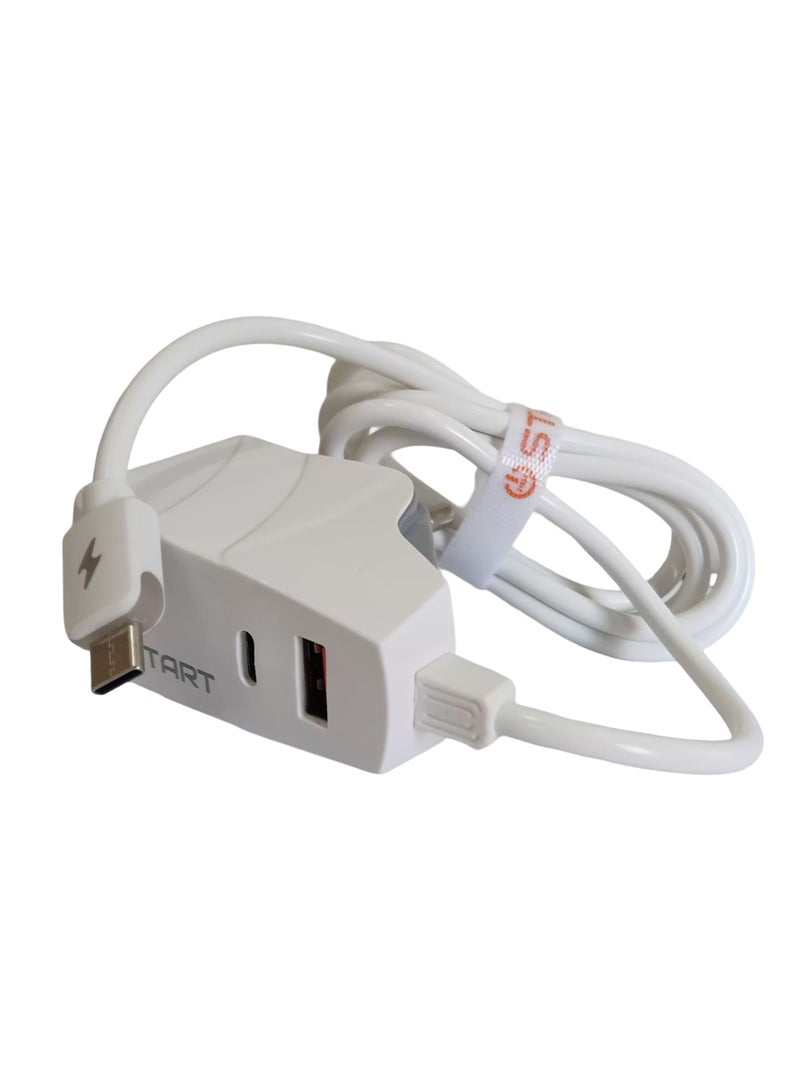 Start Fast Charger 3.4A Dual USB-A/Type-C with 1.2m Type-C Cable with Light - Image 4
