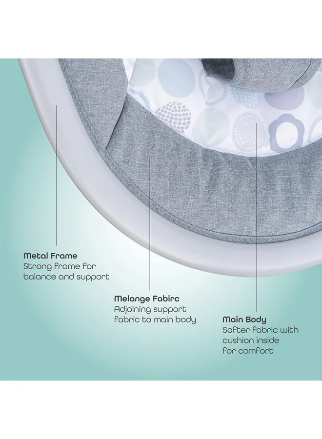 Moon 5 Point Harness Baby Swing Circle, 0-6M, Holds Upto 9Kg With Remote Control - Grey