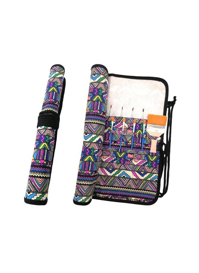 Funny live Funny live Paint Brush Holder Art Supplies, Artist Brush Holder & Storage Organizer Roll-Up Case Bag, Protect Acrylic Oil Watercolor Paintbrushes (Bohemian 20 Slot Pockets)  - Image 1