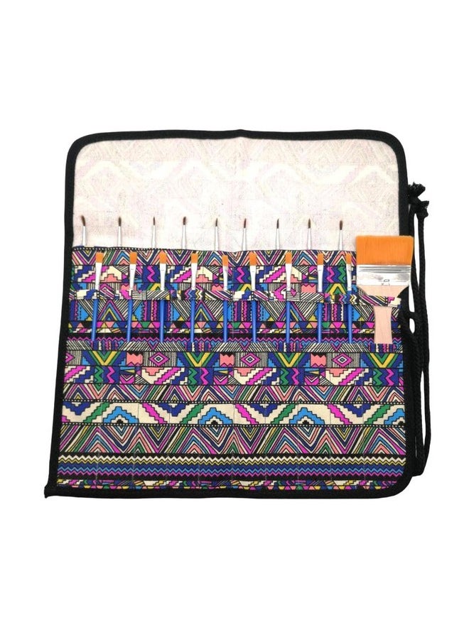 Funny live Funny live Paint Brush Holder Art Supplies, Artist Brush Holder & Storage Organizer Roll-Up Case Bag, Protect Acrylic Oil Watercolor Paintbrushes (Bohemian 20 Slot Pockets)  - Image 2