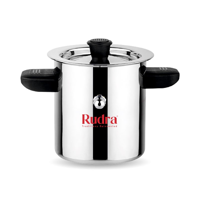 Rudra Stainless Steel Long Milk Boiler/Cooker | 1.5 Litre|Premium 202 Grade Steel|Spill-Proof Double-Walled Design|Whistle Indicator|Induction & Gas Compatible|Multipurpose Cooking|Mirror Finish - Image 1