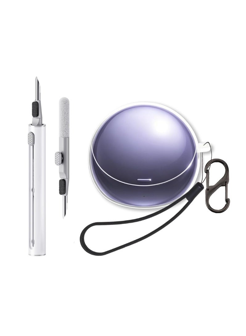 QIRG Clear Case for Huawei FreeClip 2 Special Edition Earbuds, Flexible TPU Shockproof Protective Cover with Carabiner and Lanyard (Transparent) - Image 1