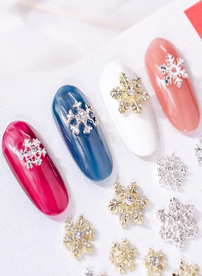 DANNEASY 70pcs 3D Gold Snowflake Nail Charms Alloy Hollow Nail Snowflake Nail Jewels Charms for Nails Flat-Back Nail Studs Nail Decoration for Nail Art - Image 3