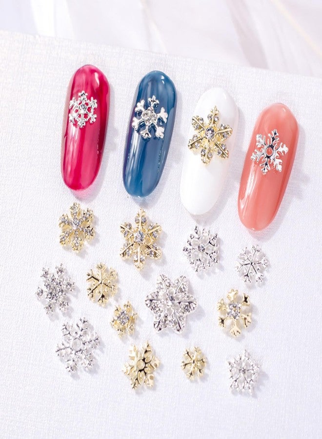 DANNEASY 70pcs 3D Gold Snowflake Nail Charms Alloy Hollow Nail Snowflake Nail Jewels Charms for Nails Flat-Back Nail Studs Nail Decoration for Nail Art - Image 2