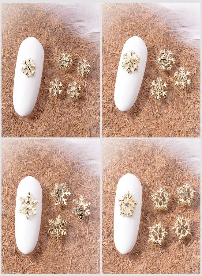 DANNEASY 70pcs 3D Gold Snowflake Nail Charms Alloy Hollow Nail Snowflake Nail Jewels Charms for Nails Flat-Back Nail Studs Nail Decoration for Nail Art - Image 5