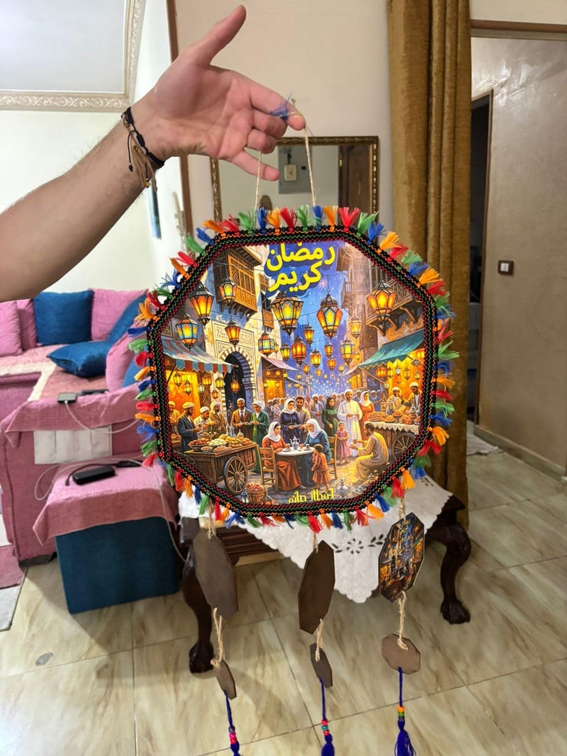 Ramadan Hanging Decorations, Traditional Design with Colorful Tassels, Ramadan Scene Wall Decor, with Dangling Pieces - Image 2