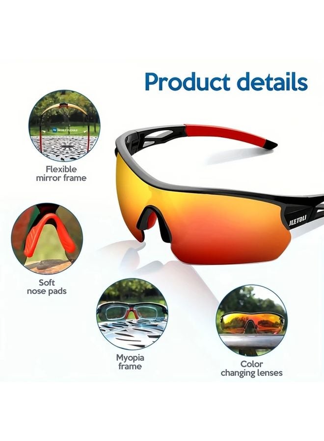 Red Photochromic Cycling Glasses Lightweight Sport Eyewear with Soft Nose Pads - Image 4