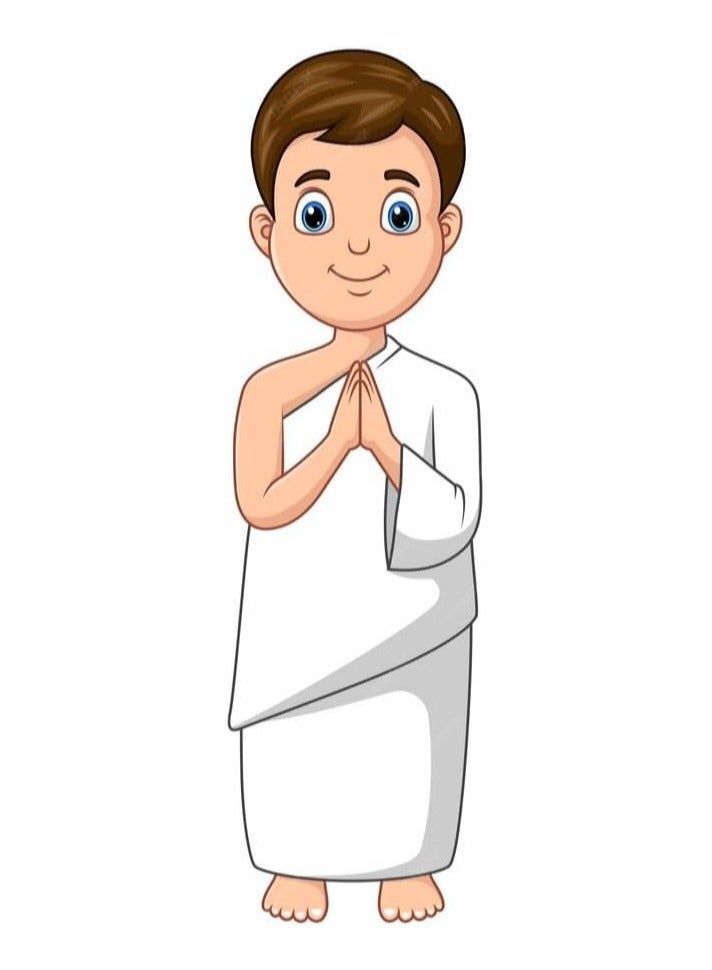 REBENUO Ihram clothes for children for Hajj and Umrah - 2 white towels - 100% natural healthy combed cotton towels, weight 600 grams - Image 2