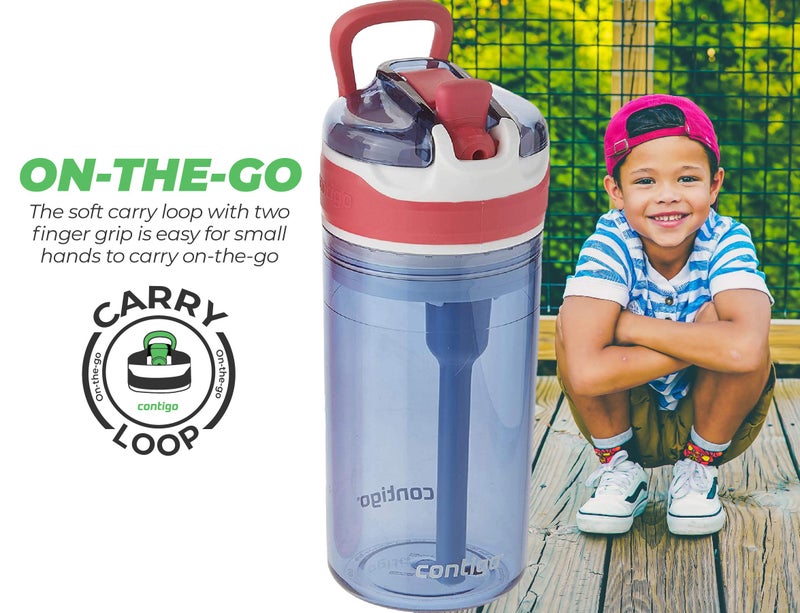 كونتيجو مجموعة زجاجات كونتيجو سناك هيرو 2 في 1 - حجرة للوجبات الخفيفة سعة 4 أونصات وزجاجة مياه مانعة للتسرب سعة 13 أونصة - أحمر وأزرق - Image 5