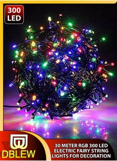 30 Meter Waterproof RGB LED Fairy String Lights With 300 Megabright LEDS 8 Modes Electric Corded Ideal for Indoor and Outdoor Christmas Ramadan Birthday Diwali Festivals Home Decoration