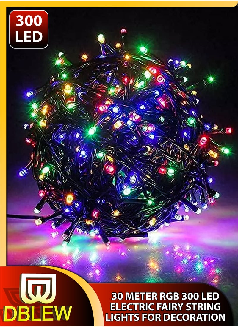 DBLEW - 30 Meter Waterproof RGB LED Fairy String Lights With 300 Megabright LEDS 8 Modes Electric Corded Ideal for Indoor and Outdoor Christmas Ramadan Birthday Diwali Festivals Home Decoration - Image 1