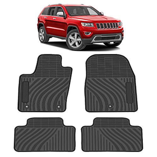 FEELOTAM TeddyTT Floor Mats Compatible with Jeep Grand Cherokee 2011 2012 2013 2014 2015 2016 Heavy Duty Rubber Front & Rear Car Mat Waterproof Custom Seasons Odorless All Weather 3D High Edge (4PCS) - Image 1