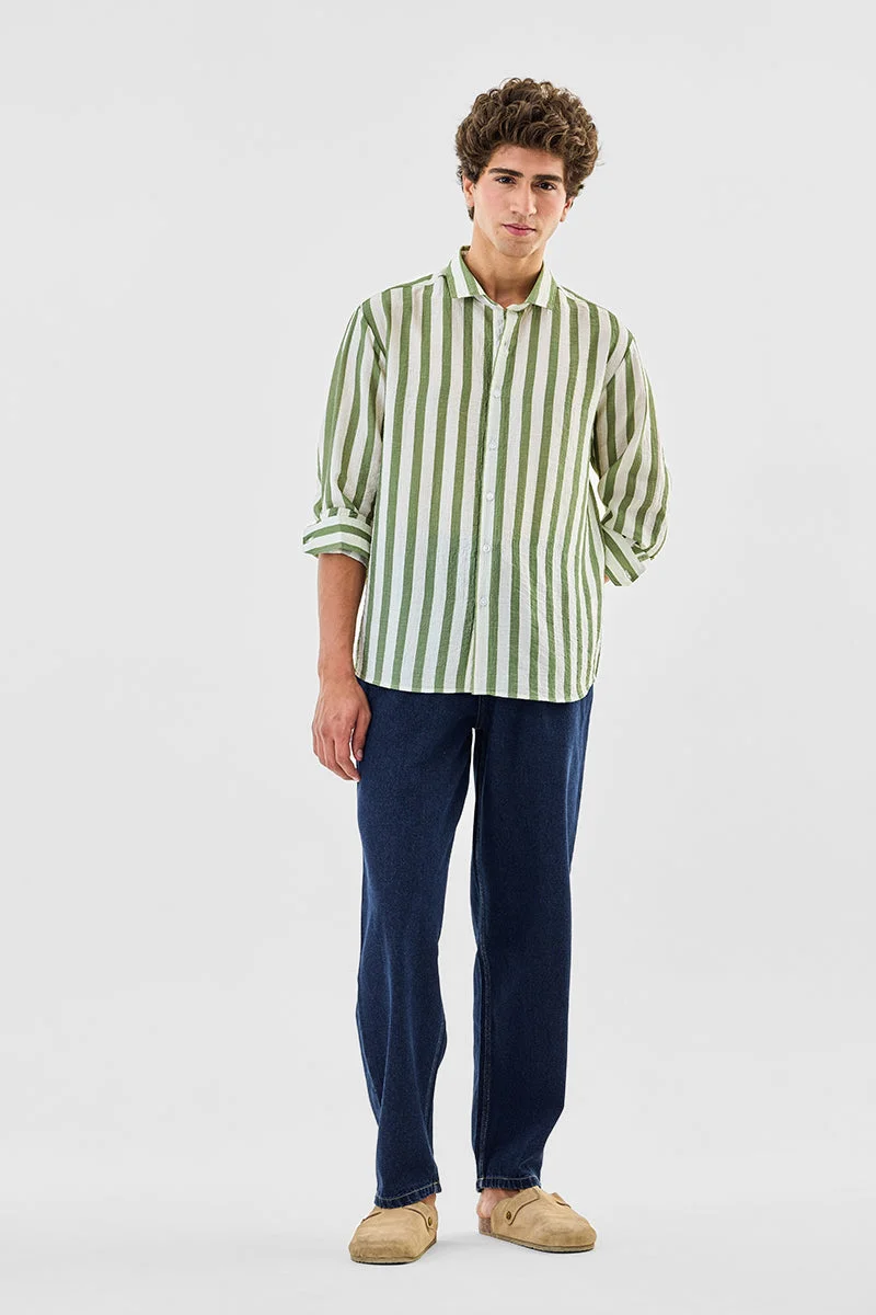 SNITCH Crushed Regular Fit Stripes Shirt
