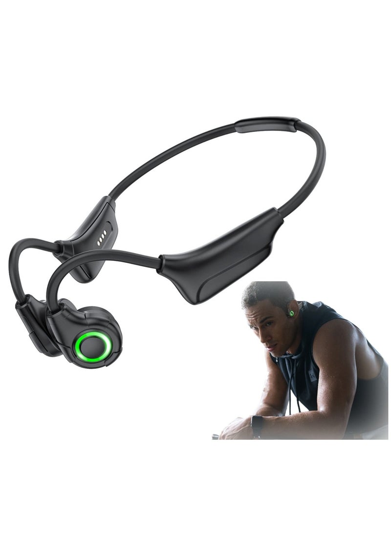 Captaintech Bone Conduction Headphones, Bluetooth Open Ear Running Headset Wireless, with Mic Headphones Sport IP67 Waterproof Headphone Built-in 16GB Memory Cool Breathing Light - Image 1