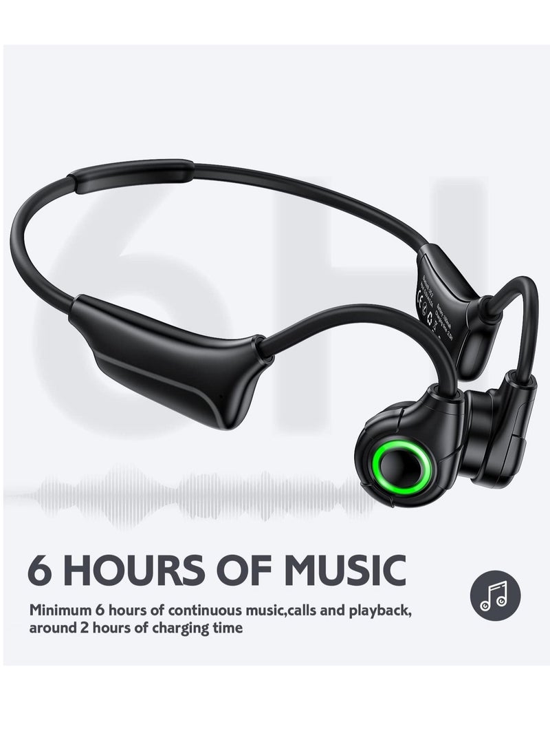 Captaintech Bone Conduction Headphones, Bluetooth Open Ear Running Headset Wireless, with Mic Headphones Sport IP67 Waterproof Headphone Built-in 16GB Memory Cool Breathing Light - Image 2