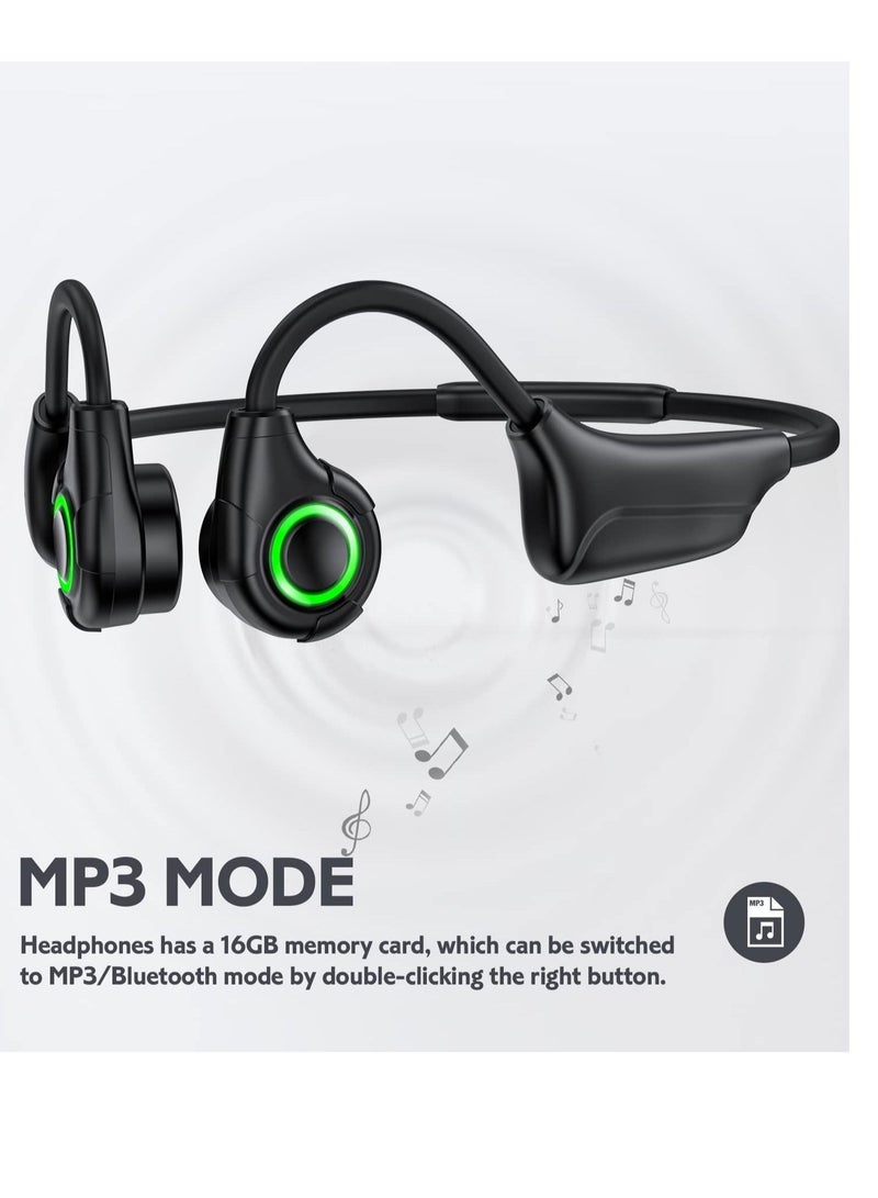 Captaintech Bone Conduction Headphones, Bluetooth Open Ear Running Headset Wireless, with Mic Headphones Sport IP67 Waterproof Headphone Built-in 16GB Memory Cool Breathing Light - Image 3