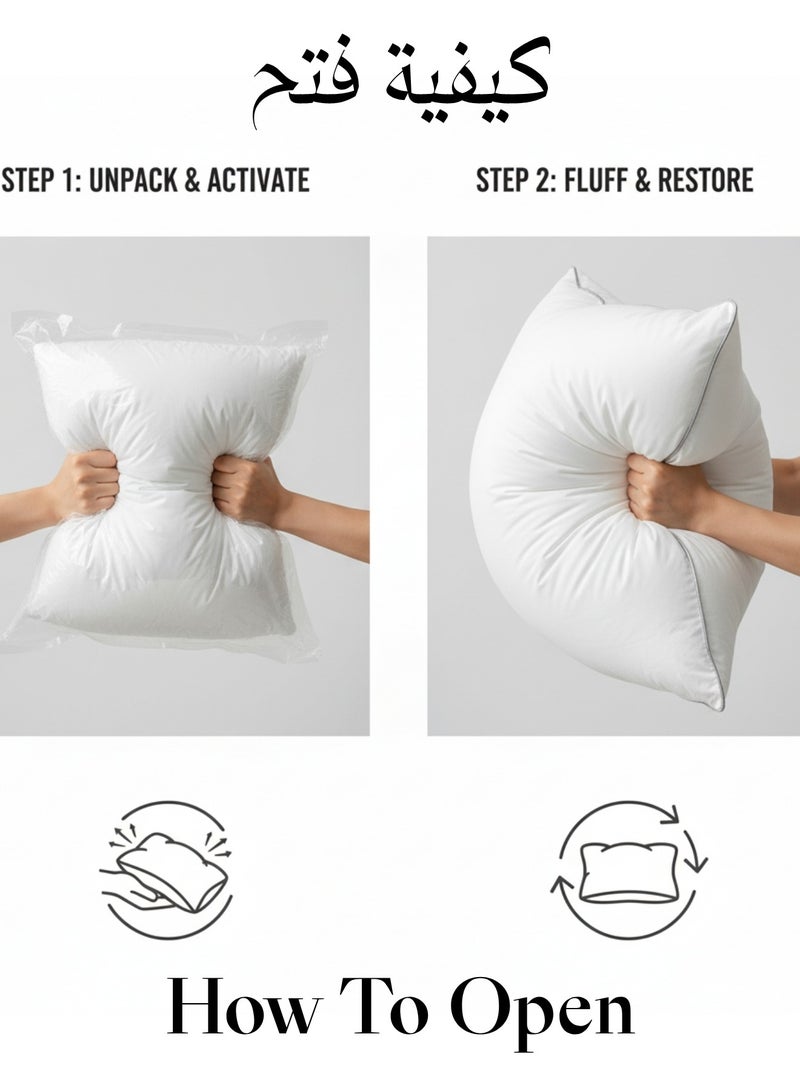 ف.ا.م.س وسادة فندقية فاخرة للنوم من F.A.M.S | 1400 جرام | قطن ممتاز | 75 × 50 سم | مجموعة وسائد للسرير من مجموعة الفنادق مكونة من قطعتين - وسادة فندقية من الألياف الدقيقة - Image 3