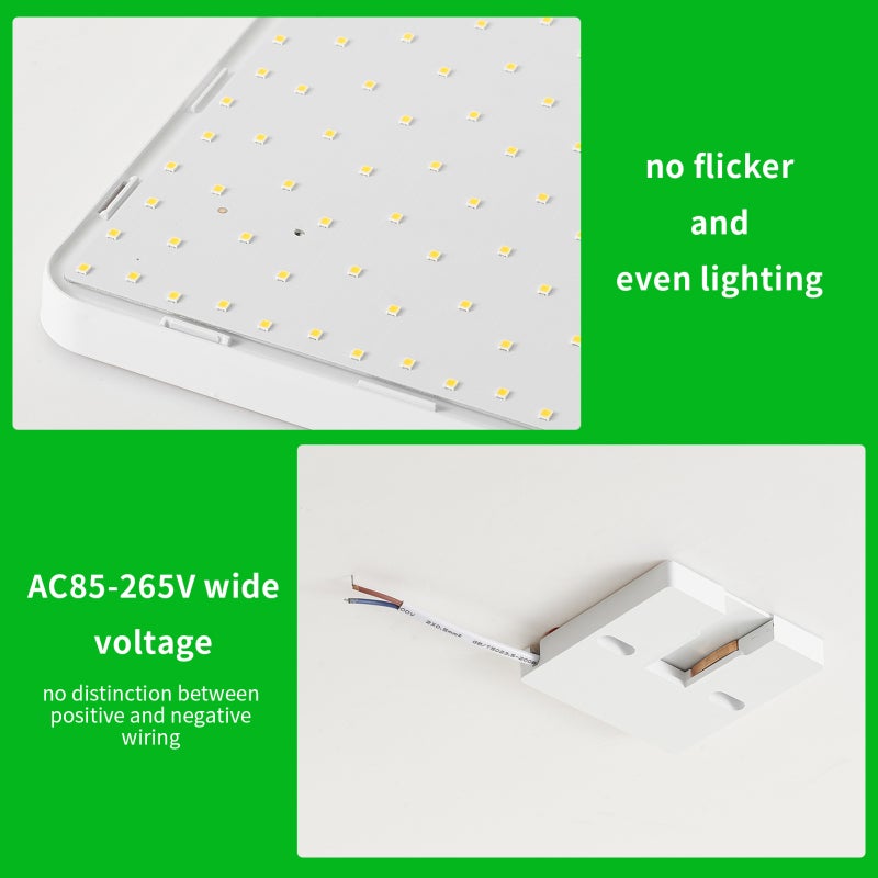 LEDs Ceiling Light 24W Warm White Low Profile Square Flush Mount - Premium PP&PC Materials Flicker-Free Even Glow Ceiling Lamp for Kitchen Hallway Balcony Office Basement Indoor Space - Image 5