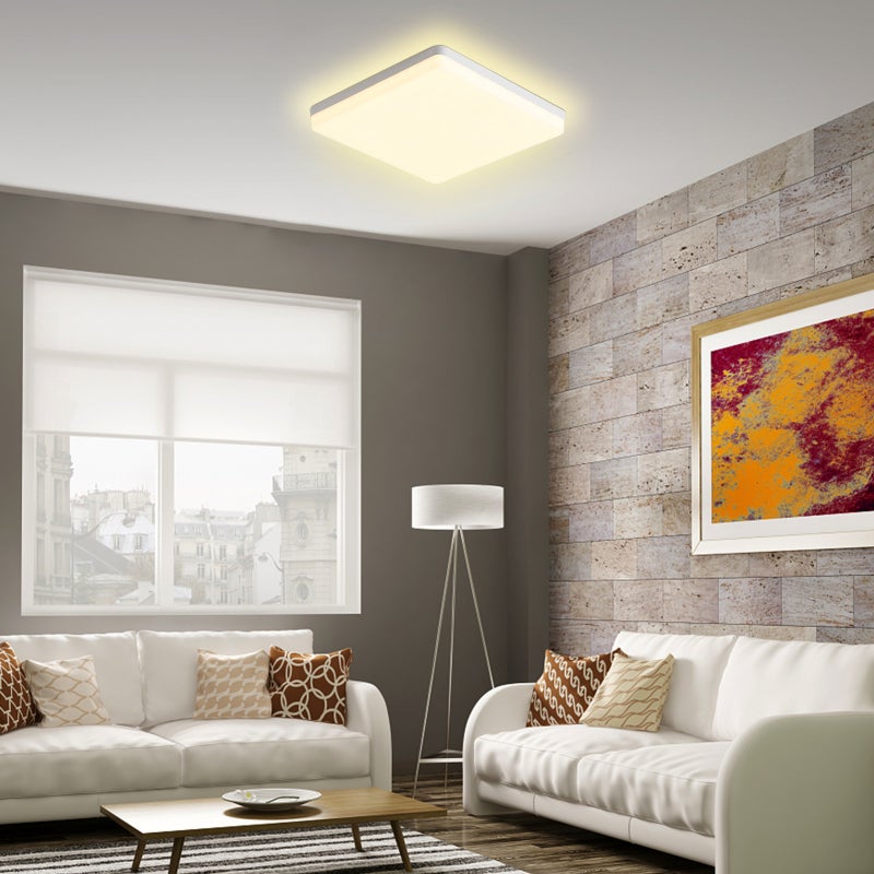LEDs Ceiling Light 24W Warm White Low Profile Square Flush Mount - Premium PP&PC Materials Flicker-Free Even Glow Ceiling Lamp for Kitchen Hallway Balcony Office Basement Indoor Space - Image 2