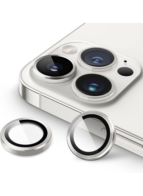 Camera Lens Protector for iPhone 15 Pro 6.1-Inch and iPhone 15 Pro Max 6.7-Inch 9H Tempered Glass Metal Individual Ring Cover HD Clear