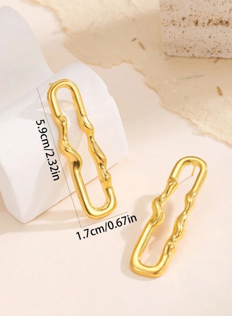 Equal Elegant Stainless Steel Gold Plated Earrings For Women - Image 3