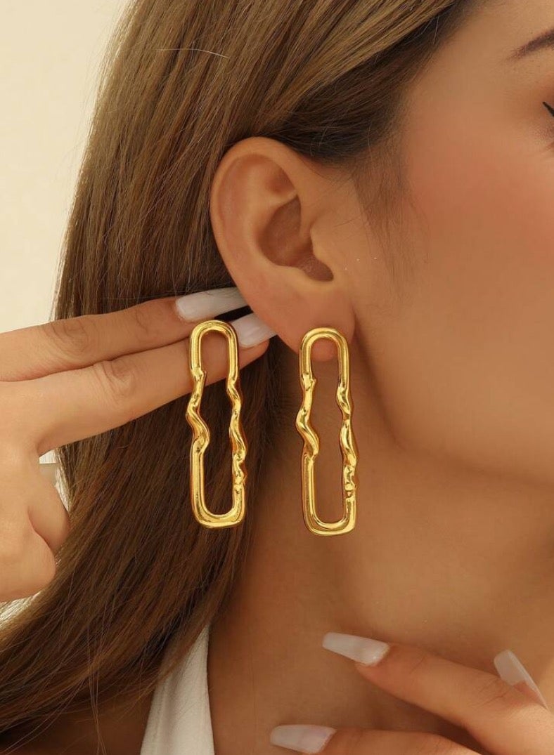 Equal Elegant Stainless Steel Gold Plated Earrings For Women - Image 1