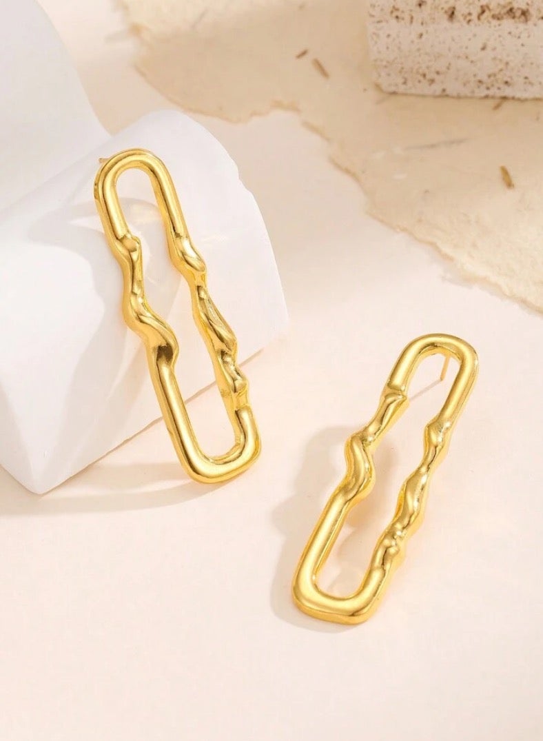 Equal Elegant Stainless Steel Gold Plated Earrings For Women - Image 2