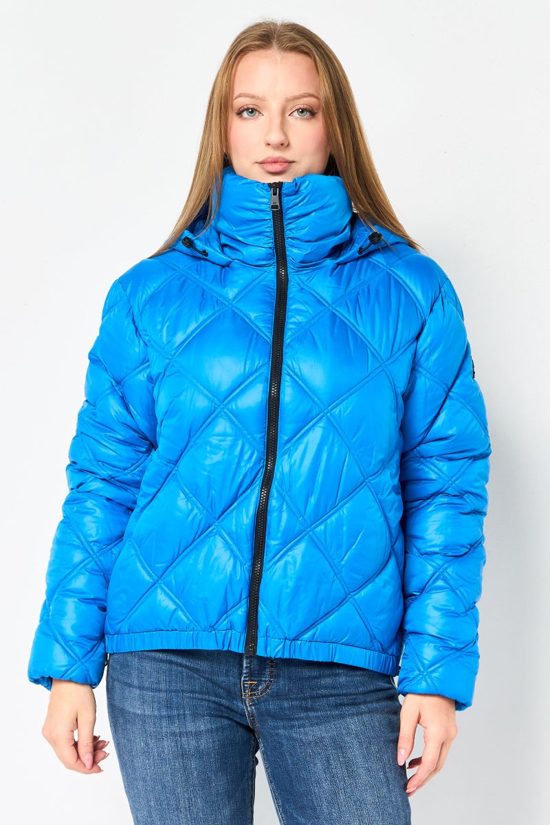 Kenneth Cole Women Quilted Puffer Jacket, Blue - Image 1