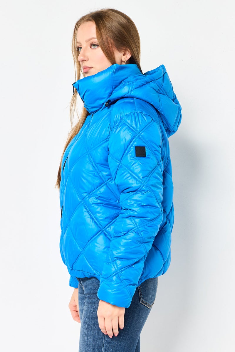 Kenneth Cole Women Quilted Puffer Jacket, Blue - Image 4