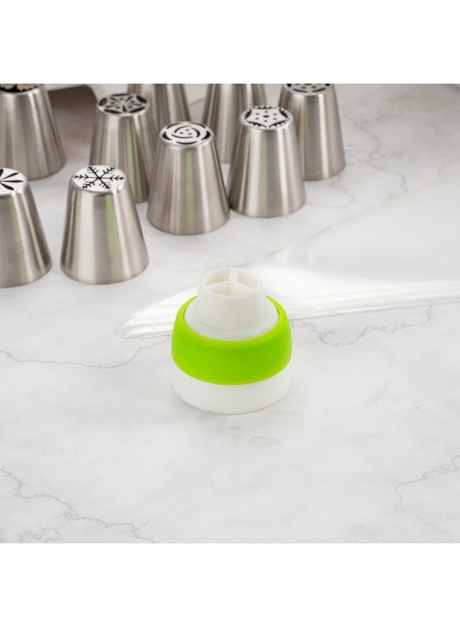Restaurantware Pastry Tek Tri-Color Coupler, 1 Durable Russian Tips - Dishwashable, For Decorating Desserts, White Plastic 3-Color Coupler, - Image 3